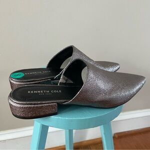 Kenneth Cole Alina Metallic Gunmetal Pointed Toe Mule Shoes Women’s Sz 8 NEW